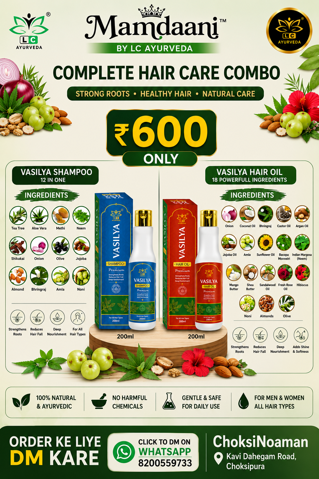 Vasila Hair Oil And Vasilya Hair Shampoo Combo